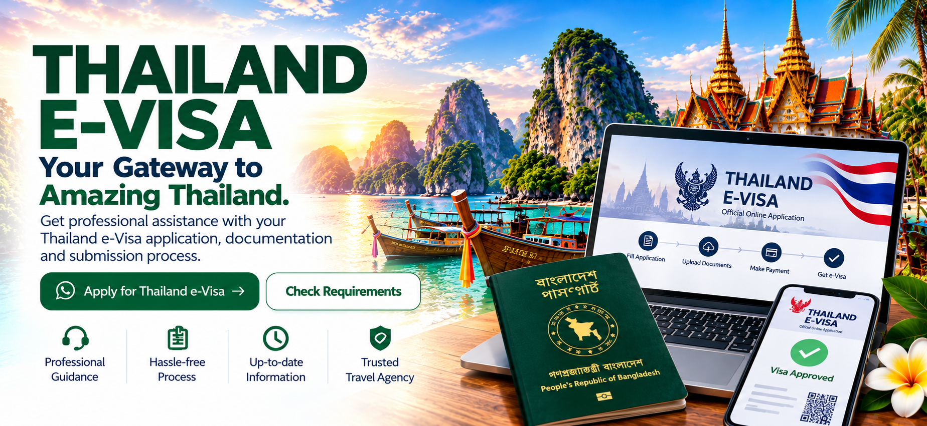 Thailand E-Visa. Your Gateway to Amazing Thailand. Professional assistance with application, documentation and submission.